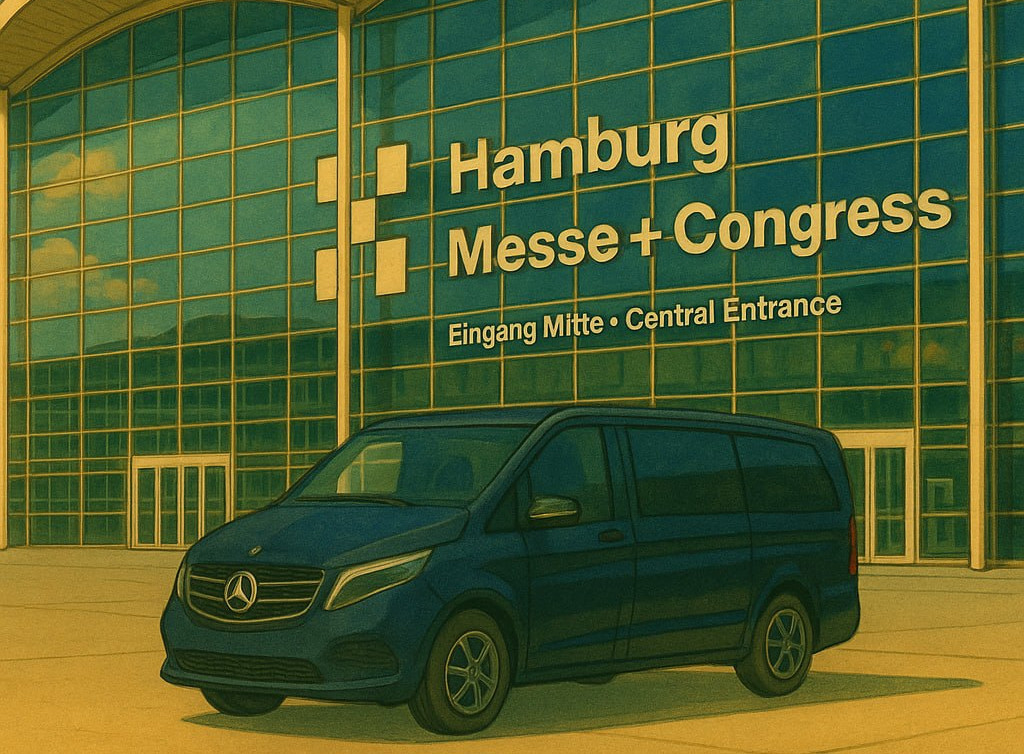Unser Chauffeur Service vor der Hamburger Messe und Congress Halle.