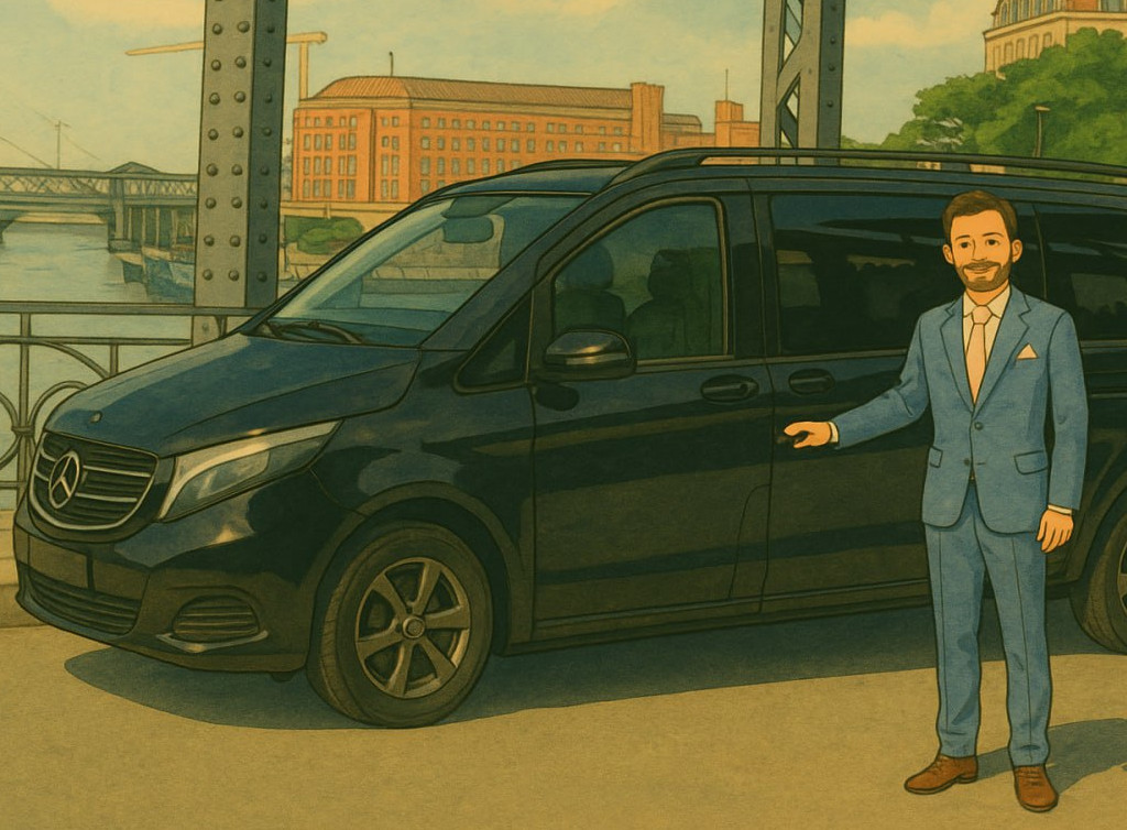 Unser Chauffeur von dem Chauffeur Service Moving Solutionbegleitet sie durch den Tag.